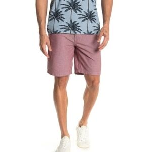 Wallin & Bros Shorts Red Oxblood Chambray Flat Front 100% Cotton Trim Fit Men 40